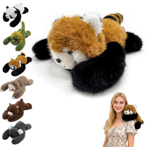 Peluche lestée Panda Roux, Kawaii Animaux lestés pour Peluche Anti Stress Apaisante Adultes, Doudou Panda Roux Huggy Mignonne Coussin lesté pour soulager l'anxiété et favoriser Le Sommeil (45 cm)