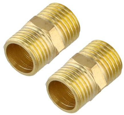 Culinavog 2 Pezzi 1/2 Pollici Nipplo Doppio Raccordo Filettato, Doppio Nipplo Esagonale, Doppio Capezzolo 1/2 di Pollice Esagonale, Raccordi Idraulica in Ottone per Tubazioni Idriche Riscaldame (1/2)