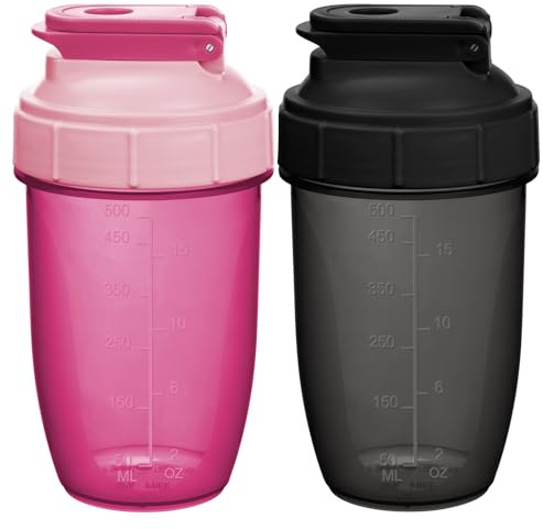 Alaoo Protein Shaker 2 st 500 ml, svart och fuchsia