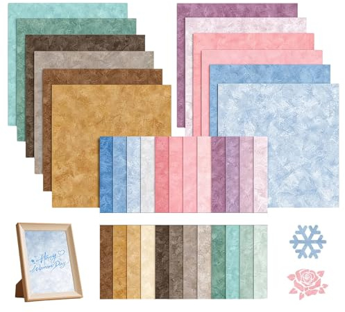 24 Blatt Scrapbook Papier Buntes, 30,5x30,5cm Scrapbooking Papier Dekorpapier Doppelseitiges Motivpapier Vintage Scrapbook Bastelpapier Muster für Fotoalbum Notizbuch DIY Tagebuch