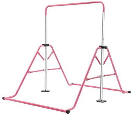yikmid Barra de gimnasia plegable para niños, con altura ajustable de 115 – 155 cm, barra de gimnasia ampliable, barra horizontal para interior y exterior, equipo de gimnasia para niños a partir de 3