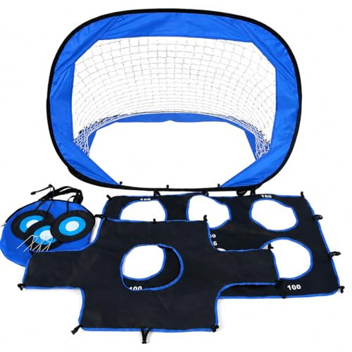 KiBcsLic Children Soccer Goal Net With Hurdle And Disc Cones Featuring Fiberglass Support And Hardware Suitable for park scrimmage club