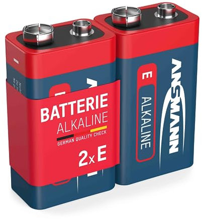 ANSMANN Red Alkaline Batterie 9V E-Block 6F22 Longlife Alkalibatterie (2er Shrink)