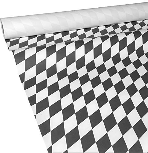 JUNOPAX Papiertischdecke 50m x 1,00m Raute schwarz-weiß