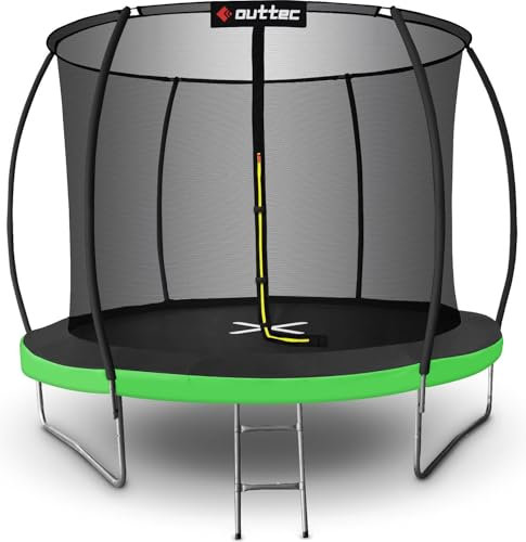 Outtec Gartentrampolin Inside Net 10ft (305cm) für Kinder - Trampolin Outdoor mit Innennetz, Leiter und Verzinkten Federn - Stabile und Wetterfeste Konstruktion