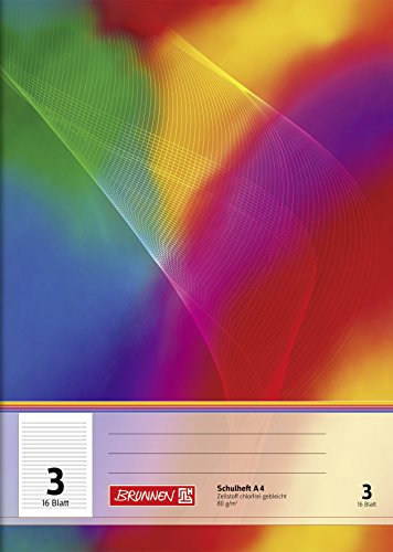 BRUNNEN Schulheft | A4, Lineatur 3, 16 Blatt, mehrfarbig