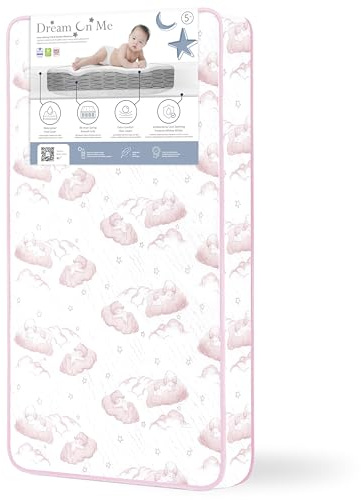 Dream On Me Twilight 80 Coil Spring Crib and Toddler Bed Mattress, Wave Pink, 5