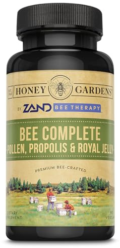 ZAND Honey Gardens Bee Complete - Bee Pollen Supplement for Men & Women, Propolis & Royal Jelly Superfood Blend, High Potency Nourishing Formula - 30 Servings, 90 Vegetarian Capsules