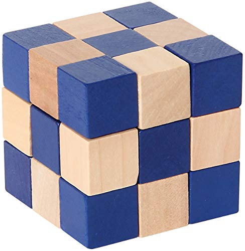 Bartl 108344 Schlangenwürfel Knobelspiel 3 x 3 x 3 blau-Natur aus Holz