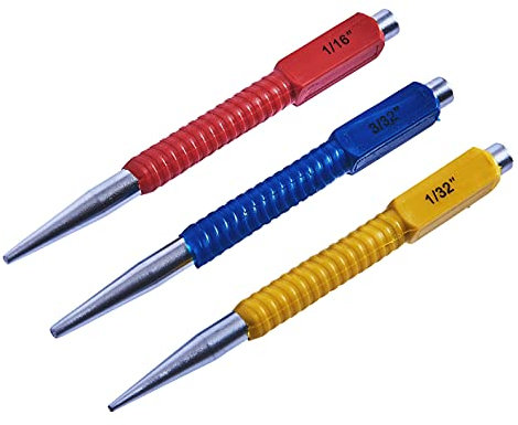 Amtech H0815 3 Piece Colour Coded Nail Punch Set