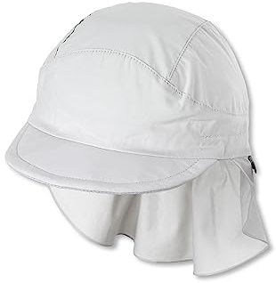 Sterntaler Unisex Kinder Schirmmütze mit Nackenschutz Ohne Bindebänder Baskenmütze, lichtgrau, 53
