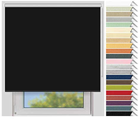 EFIXS Thermorollo Medium - 25 mm Welle - Breiten: 40-240 cm - Höhen bis 240 cm - Hier: 100 cm x 240 cm (Stoffbreite x Höhe) - schwarz (069) - Hitzeschutzrollo - Verdunklungsrollo