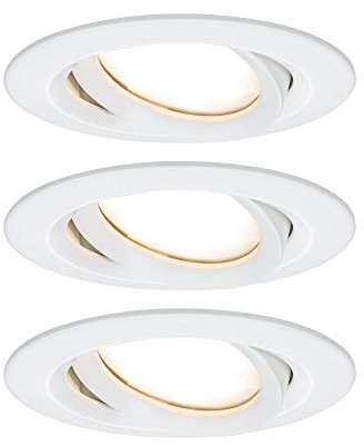 Paulmann 93682 Luminaria empotrable LED Nova Plus, set de 3, red., orientable, 3x6,8 W IP65 reg., foco empotrable, blanco mate, Spot, aluminio 2700 K