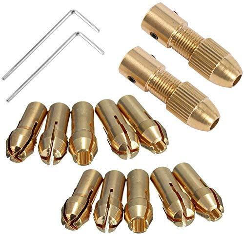 Broca eléctrica pequeña Collet Broca Micro Twist Drill Chuck Set Motor Eje con llave Allen 3.17mm Tapa de cobre (3.17mm X 2set)