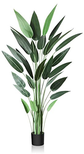 CROSOFMI Künstlich Lilienbaum 180CM Fake Tropische Plastik Palme Perfekte Große Pflanzen im Topf für Indoor Outdoor Haus Haus Büro Garten Moderne Dekoration Housewarming Geschenk（1 Pack）