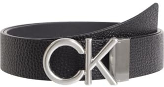Calvin Klein Uomo Cintura Metal Fibbia Monogramma, Nero (Ck Black Pebble), 95 cm