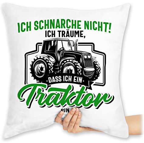 Kissen 40 x 40 cm - Traktoren - Ich schnarche nicht ich träume dass ich ein Traktor bin schwarz bunt - 40 x 40 cm - Weiß - landwirt schnarch sitzkissen landwirtschaft mit trecker traktorfan wäre