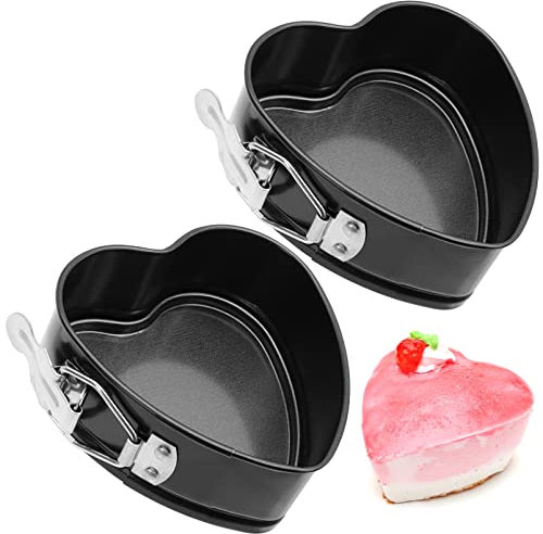 YAXIDAEVER 2 Stück Kuchenform Klein,Kleine Backformen Rund Set,Klein Antihaftbeschichtet Kuchenform,Herz-Springform antihaftbeschichtet,mit Antihaftbeschichtung,11.8 * 11.7 * 4.4cm