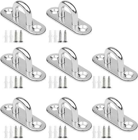 Gsrhzd Augplatte Edelstahl, Augplatte mit Öse M5, Ösenplatte, 8 PCS | Edelstahl Augenplatte, Metall Befestigungsring, Deckenhaken, Befestigungshaken für hängende Gegenstände Markisen Deckplatten