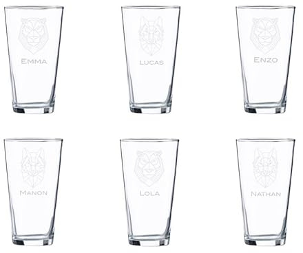 Vaso personalizable 39cl (lote de 6) Mabouteille.fr® – Estilo de vidrio whisky personalizado grabado láser con logotipo, cita, apodo, fecha… [ Regalos Personalizados Vidrio con nombre]