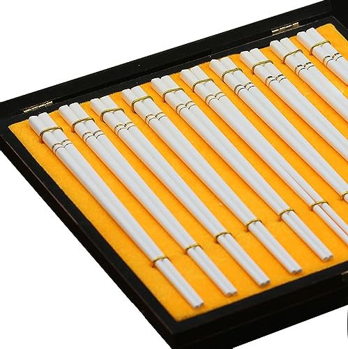 DOOKAA Bacchette Cinesi Bacchette Giapponesi Bacchette USA e Getta 10 Paia di Bacchette in Ceramica riutilizzabili per Uso Domestico Resistenti alle Alte temperaturebacchette Sushi(Color:4,Size:)
