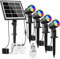 MEIKEE Luces Solares Led Exterior Jardin 4 en 1 Focos Led RGB Exterior Jardín IP66 Impermeable Control Remoto Temporizador 10 Colores 30 Modos Cambio de Color 2 Nivels de Brillo para Árboles Césped