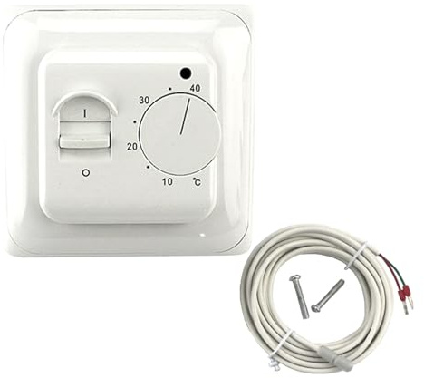 1Pc, Programmable Underfloor Heating Thermostat, Electric Controller with Air and Floor Sensor, White, 3m Probe Sensor