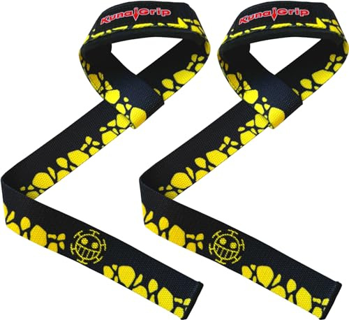 KunaiGrip Anime Lifting Straps - Padded Wrist Straps for Weightlifting, Bodybuilding, Gym Workouts, Powerlifting, Deadlifts & Fitness (Soft Cotton 23.5 inch, 1 Pair)