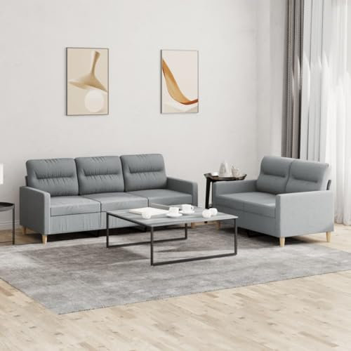 ZEYUAN 2-TLG. Sofagarnitur mit Kissen Hellgrau Stoff, Sofas & Couches, Sofa Wohnzimmer, Sofa Für Jugendzimmer, Relaxsofa, Sofa Für Schlafzimmer, Polstersofa - 3201600