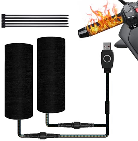HOVCEH 5 V 22mm Manopole Riscaldate Moto - Controllo Intelligente Della Temperatura a Tre Fasi Moto Manubrio Riscaldato Universale 1 Paio (Riscaldamento Maniglia USB)