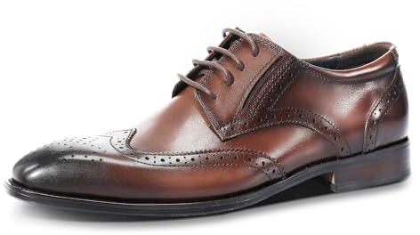 Allthemen Herren Anzugschuhe Leder Modern Lederschuhe Business Oxford Derby Schuhe Schnürhalbschuhe Brogues Braun 44