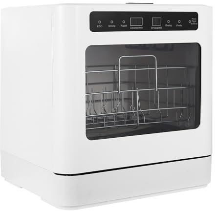 HarBin-Star Mini Geschirrspüler, Freistehender Tischgeschirrspüler, Spülmaschine für 6-8 Bestecksätze, Touch, 52 dB, Mini Tischgeschirrspüler Weiß, 43 x 39 x 46cm