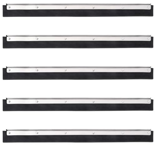 Sufrk 5 cabezales limpiacristales de acero y goma, 45,5 x 2 x 5 cm, extractor de ventana limpiacristales, limpiaparabrisas para ducha, limpiaparabrisas para ventanas, espátulas limpiacristales para