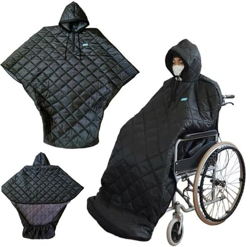 HUTRADE Rollstuhl GanzerKörper Warme Decke, Rollstuhl Mantel Winddicht Rollstuhl Cape Poncho Mit Kapuze Fleece Gefütterter Schlupfsack Mit Kapuze Für Reise