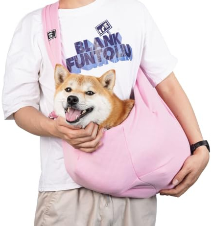 CYBERNOVA Liten husdjur hund katt sling bärare för 1,4-6,8 kg, med ficka, handfri husdjursväska hund katt valp bärväska för resor och promenader utomhus (rosa)