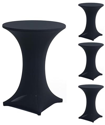 Stretch Stehtischhusse 4 Stück Tischhusse rund Husse für Stehtische Ø 80-85 cm Elegante Waschbare Tischdecke für Bar Geburtstagsfeier Hochzeit Bistrotische 80×110cm, Schwarz