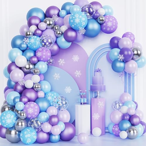 156Stück Frozen Luftballon Garland Arch Kit Frozen Geburtstagsdeko Mädchen Lila Blau Luftallons für Geburtstag Mädchen Party Deko Wonderland Weihnachten Babyparty