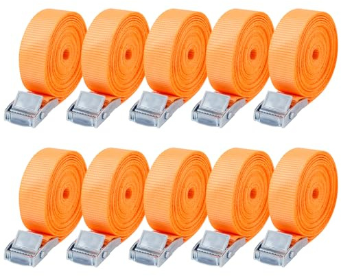 10 Stück Spanngurt kurz 4M,Zurrgurt,Spanngurte mit Klemmenschlössern,Wirtschaftlich und anwendbar,für Auto,Fahrrad,Sackkarre,Motorrad,Gepäck,Camping (Orange-4M)