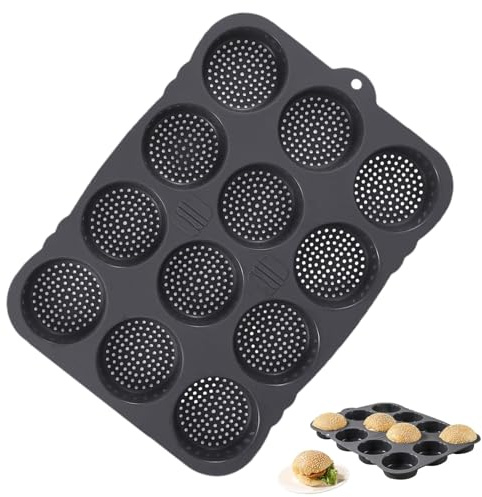 Stampo per pane, stampo per hamburger, stampo per pane a 12 scomparti con rivestimento antiaderente | Strumento per pasta per uova a rilascio facile, hamburger, muffin