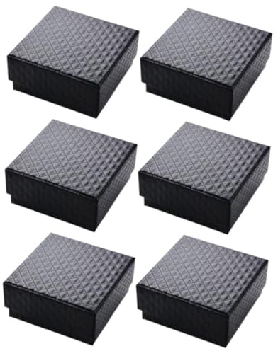 LALADEFIEE Petite Boîte à Bijoux Coffret à Colliers En Carton Avec Doublure En Éponge, 6 Pièces, Rangement Compact Pour Bagues Et Boucles D’oreilles, Usage Présent Et Voyage 9x9x3 Cm