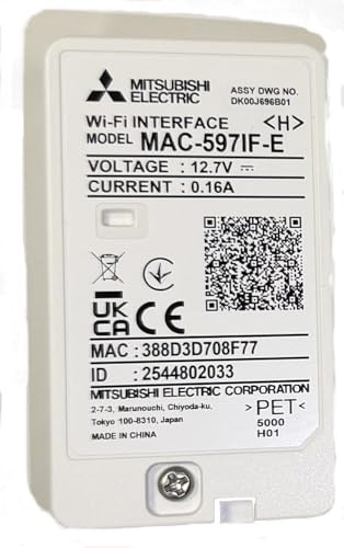 Mitsubishi Módulo Wi-Fi Electric MAC-597IF-E para aires acondicionados MSZ-HR, control remoto con la aplicación Melcloud Home, compatible con Amazon Alexa y Google Home, color Blanco