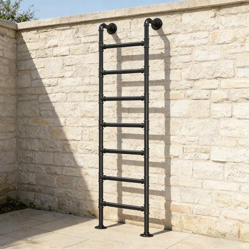 ZENSTYW Escalera De Litera para Interiores,Escalera De Ático Montada En La Pared,Escalera De Entrada Y Salida De Altura,Carga De 330 Libras,para Ático,Dormitorio,Terraza(7.7ft)