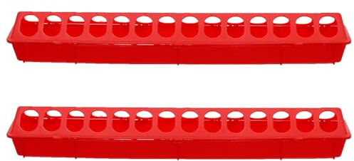 Cabilock Caja de Comida para Jaula de Palomas 2 Piezas, Comedero Largo de Plástico Rojo 500x125x80 Mm, Dispensador Antipájaros Práctico para Suministros de Aves y Alimentación en Jaulas