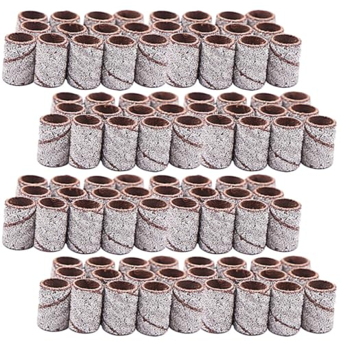 EXAOMBLE 100 Stück Schleifhülsen für Nagelfräser aus Aluminiumoxid Weiß für Pediküre und Künstliche Nägel für Selbstgemacht Nageldesign zu Hause