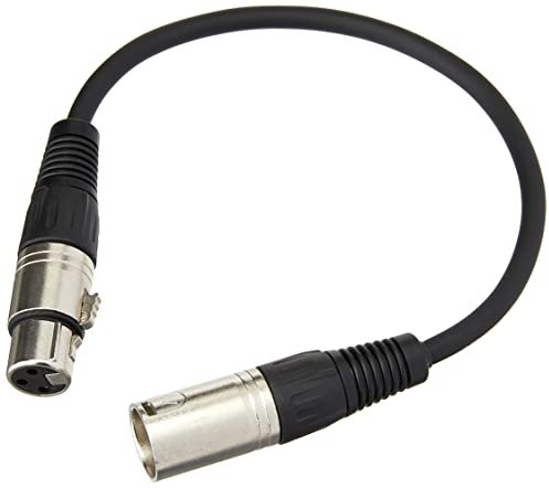 Pulse PLS00293 3 Pin XLR Male to XLR Female Microphone Lead, 0.3m, Nickel