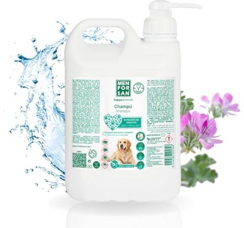 MENFORSAN Champú - Garrafa 5 litros - Repelente de Insectos para Perros, Citronela, Verde