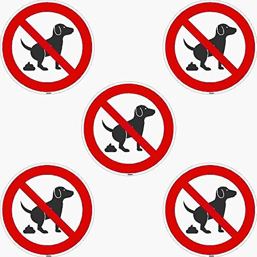 Kleberio® 5 selbstklebende PVC Aufkleber 200 mm 20 cm - Hier kein Hundeklo - für Innen & Außen geeignet Piktogramm Hinweis Aufkleber
