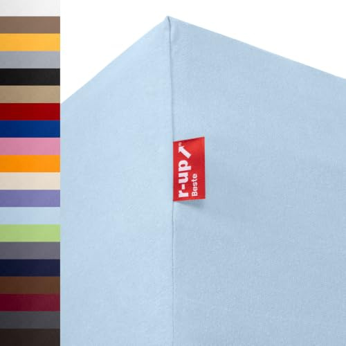 r-up Beste Spannbettlaken 120x200-130x220 bis 35cm Höhe viele Farben 95% Baumwolle / 5% Elasthan 230g/m² Oeko-TEX stressfrei auch für hohe Matratzen (hellblau)