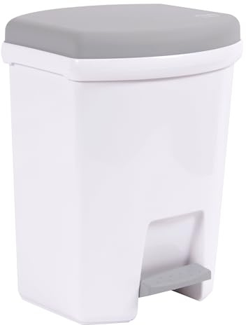 EDA Papelera con Pedal 27L Blanco Gris hormigón