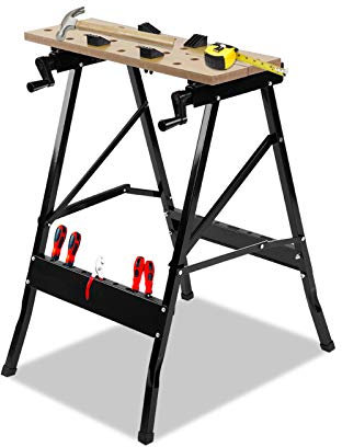 Work Benches Portable, Multifunctional Workshop Work Bench Table for Clamping Painting Cutting, Solid Steel and MDF Board Foldable Workbench Wood Working Engineering Repairing Work Table